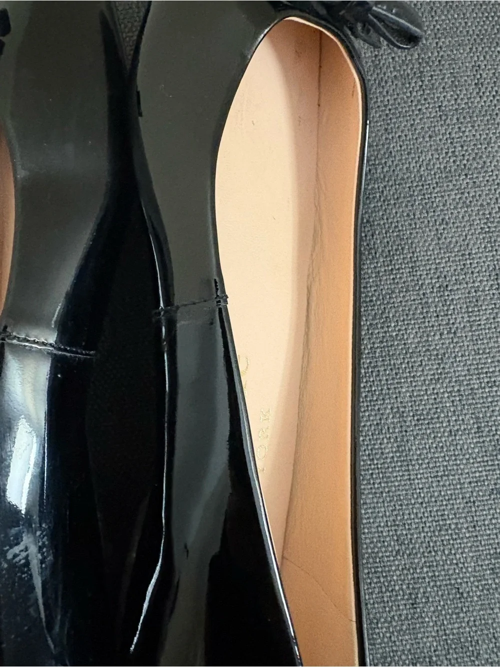 Black Patent Leather Kate Spade Kiersten Flats with Bow Size Size 8 Used